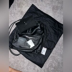 Saint Laurent drawstring leather backpack